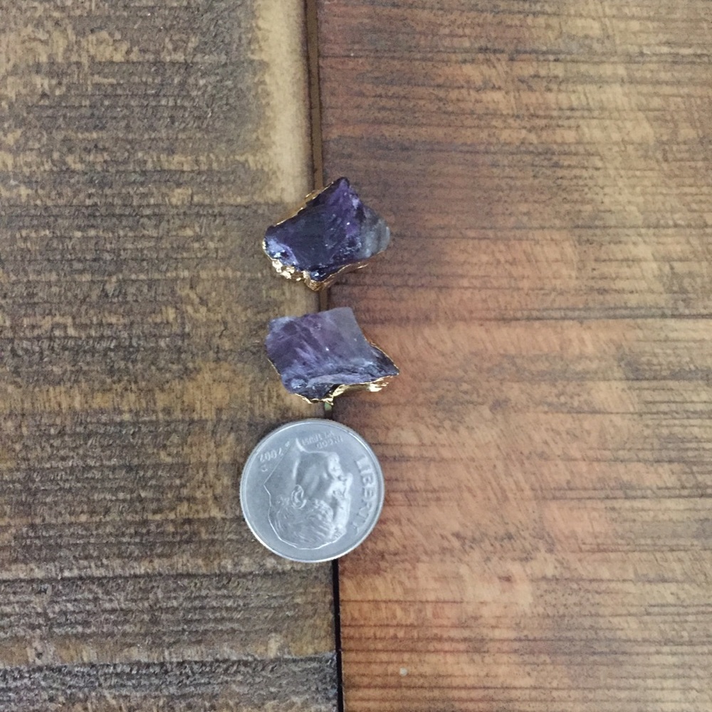 Host Pick 🖤 Raw Amethyst 14K Gold Plated Earrings - Picture 4 of 5